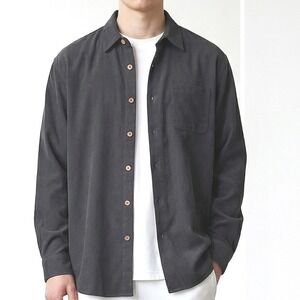 TravelSmith Mens Black 100% Silk Waffle Texture Shirt XL quiet luxury classic